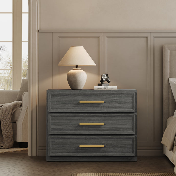 Crescent Nightstand with 3 Drawers for Bedroom, Set of 2