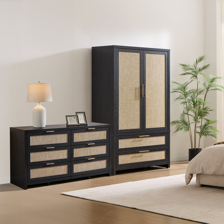 SICOTAS 2-Piece Rattan Bedroom Furniture Set-WM