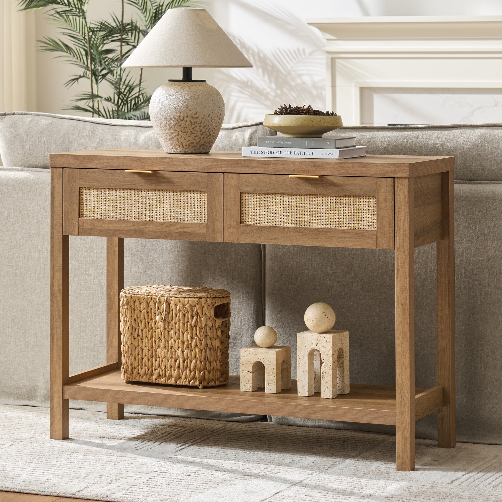 Savanna Rattan Console Table for Entryway