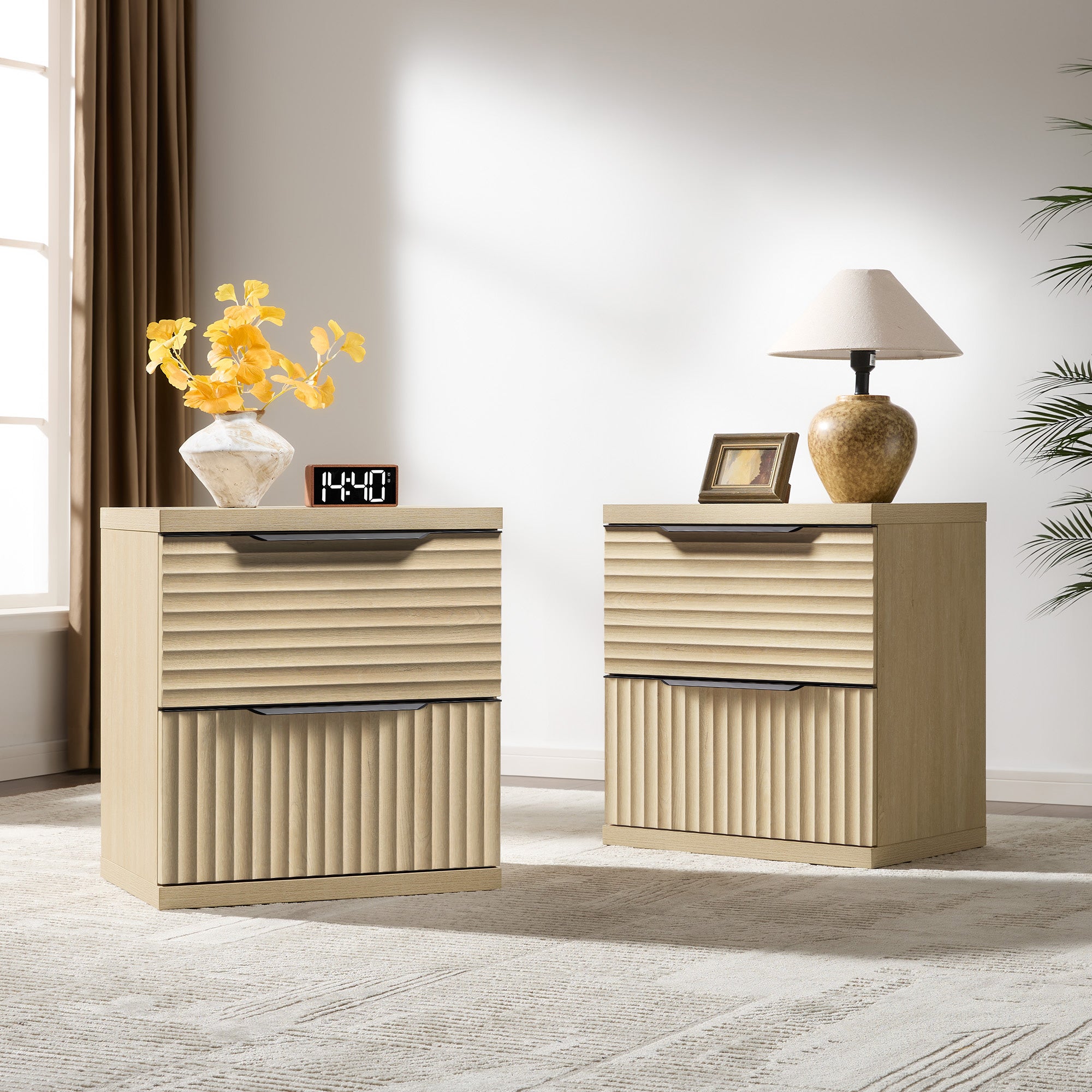Stria 2-Drawer Nightstand with Interchangeable Panels