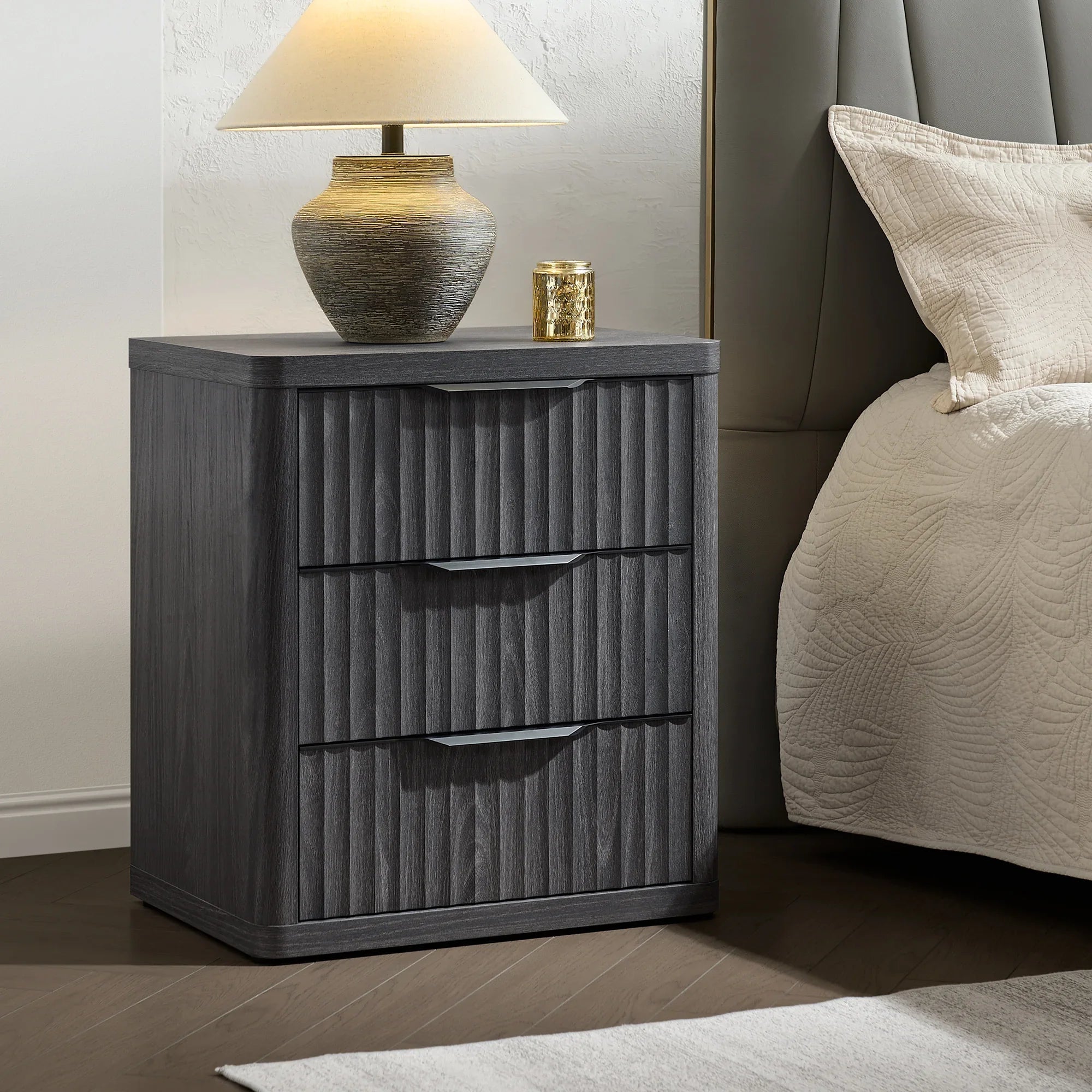 Stria 9-Drawer Dresser and Cas 3-Drawer Nightstand Set
