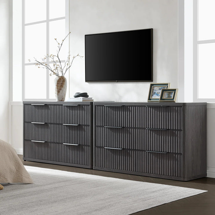 Cas 6 Drawers Dresser Fluted Bedroom Sets