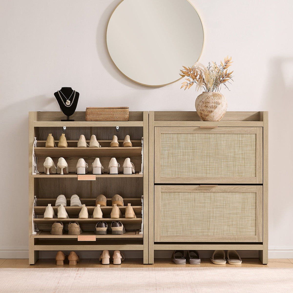 Savanna Shoe Cabinet with 2 Flip Drawers, Set of 3