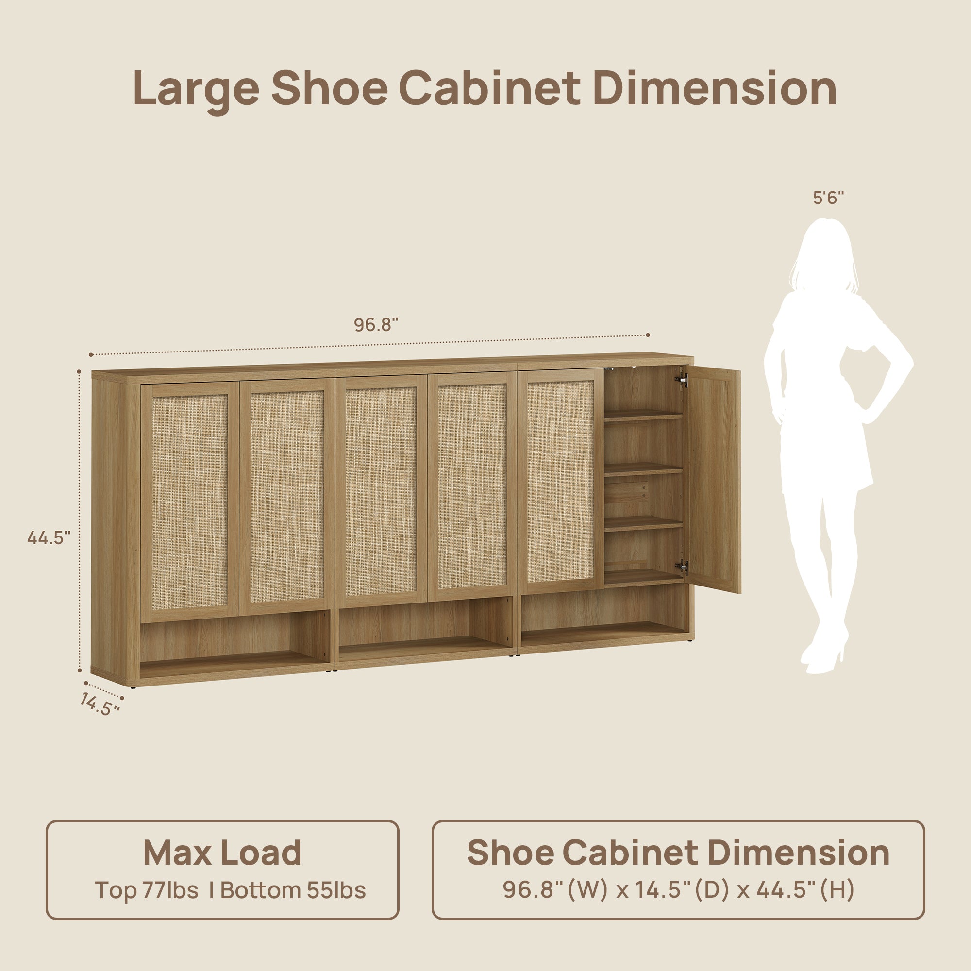 Zura Triple-Unit Shoe Cabinet, Holds 70 Pairs
