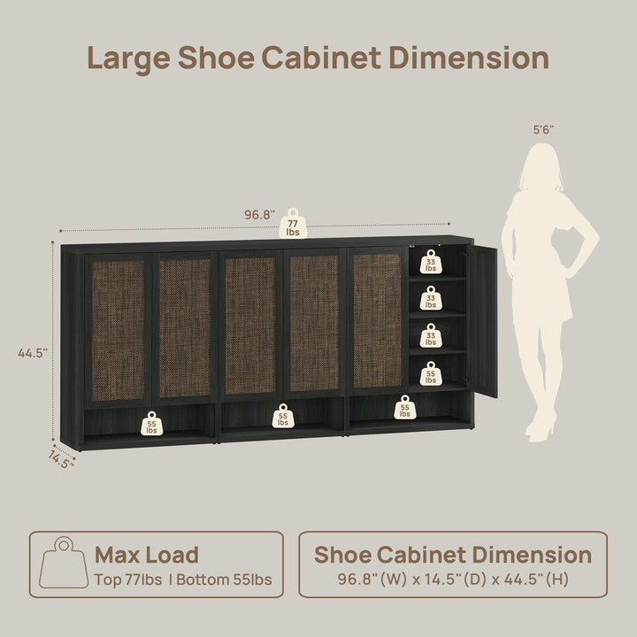 Zura Modular Shoe Cabinet with 6 Doors, 70 Pairs
