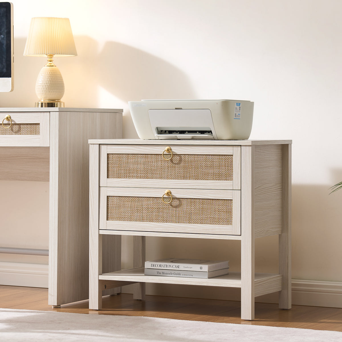 Terra White Nightstand, 25.6Inch Height