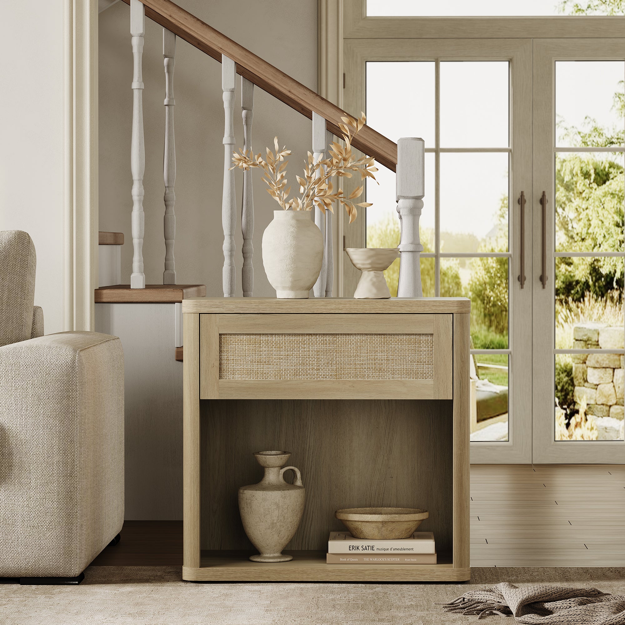 Zura Rattan Nightstand with Drawer