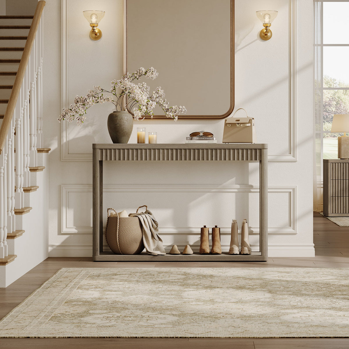 Cas Set of 2 White Console Tables, Modern Entryway Tables