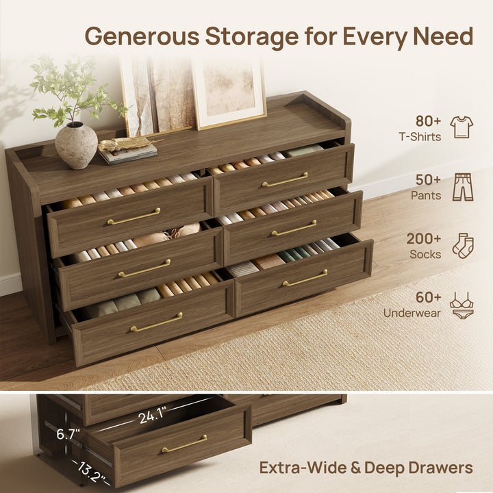 Helio Modern Dresser with 6-Drawer for Bedroom, Set of 2