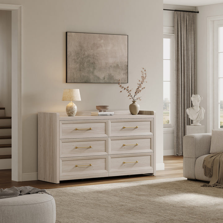 Helio White 6 Drawers Dresser