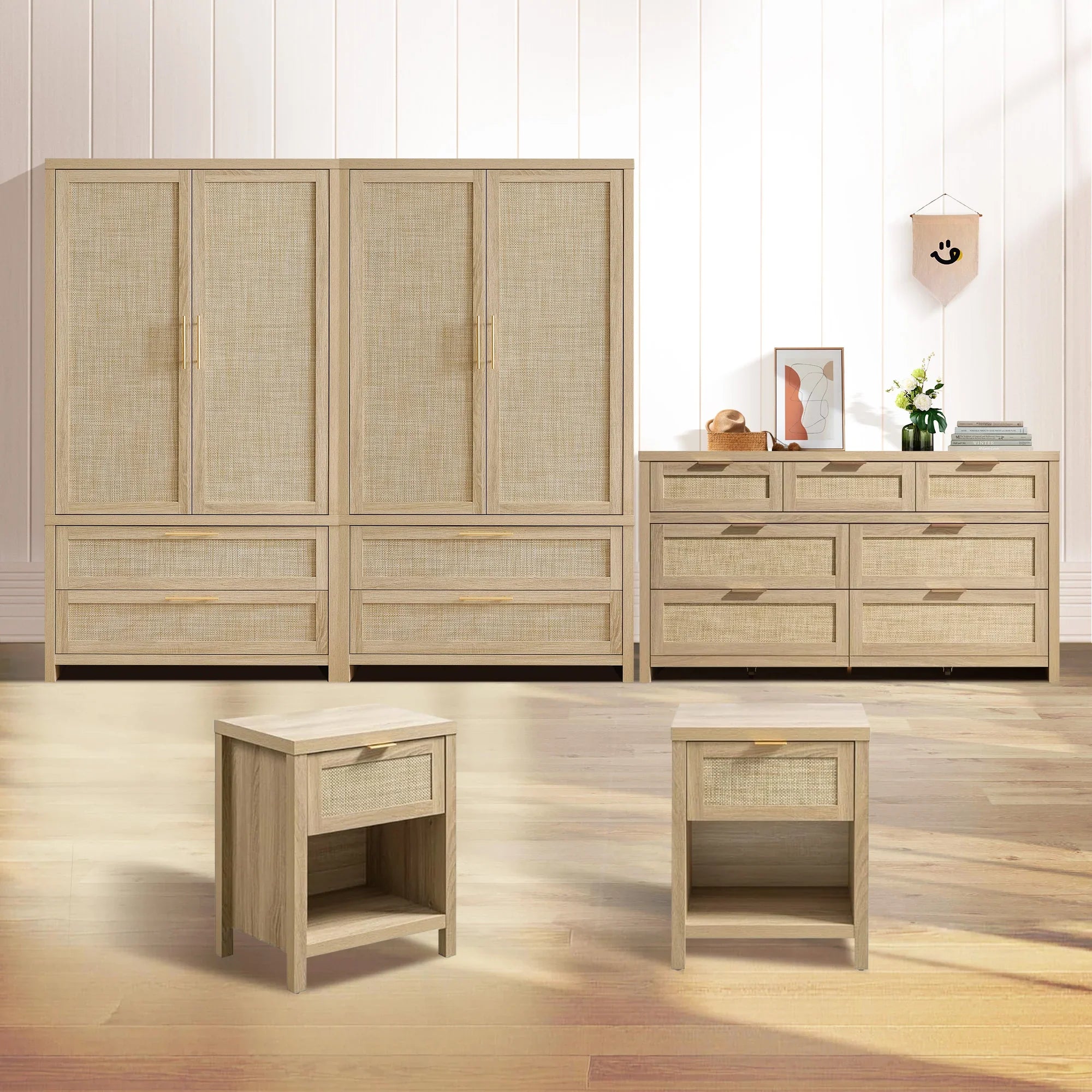 Savanna Dresser, Night Tables and 2PCS Wardrobes Set