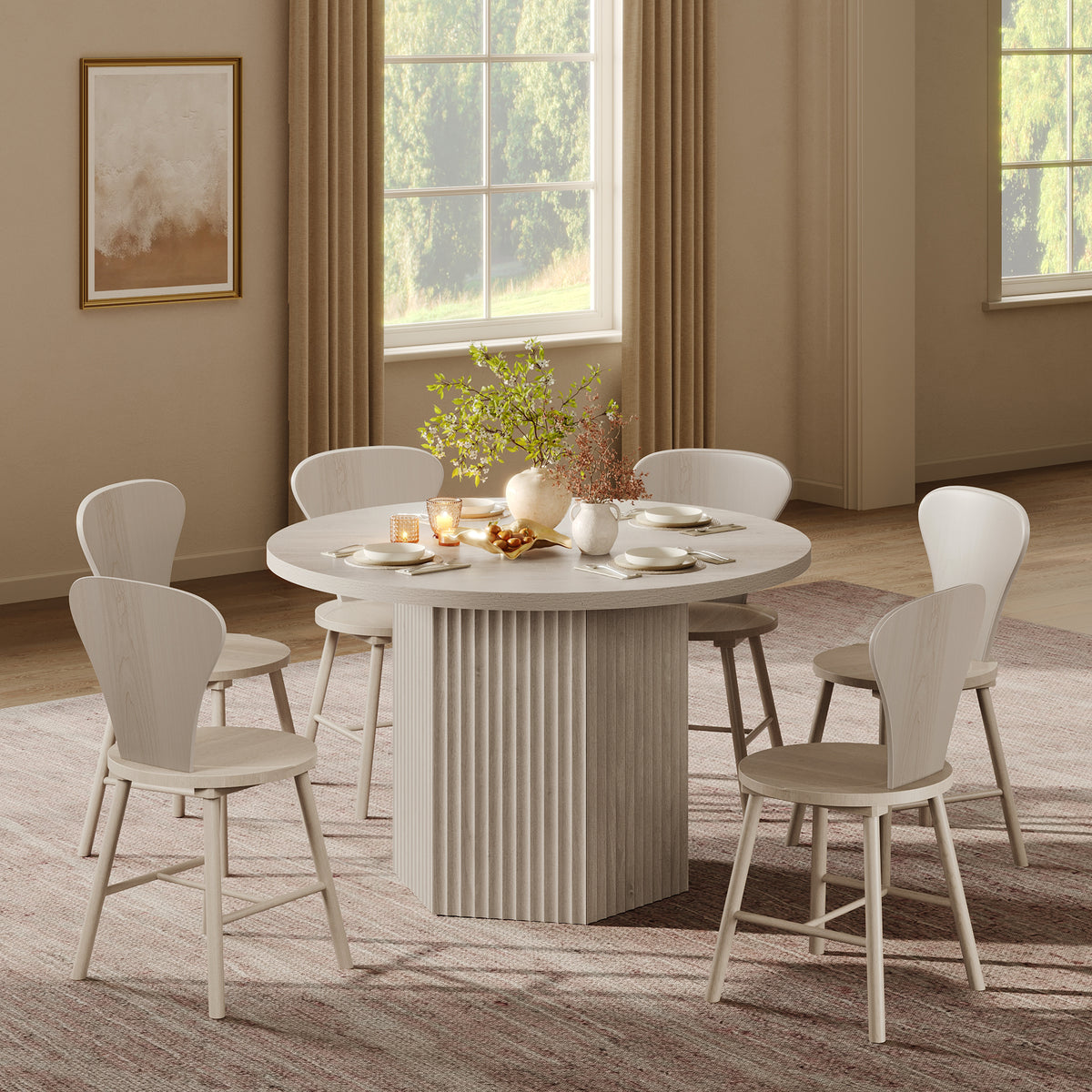 Cas Modern Dining Table and Chairs Set for 2 to 6