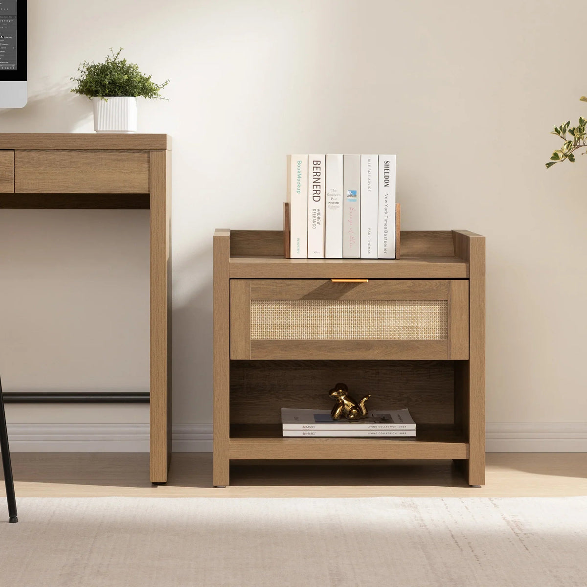 Savanna Rattan Nightstand with Drawer, Set of 2