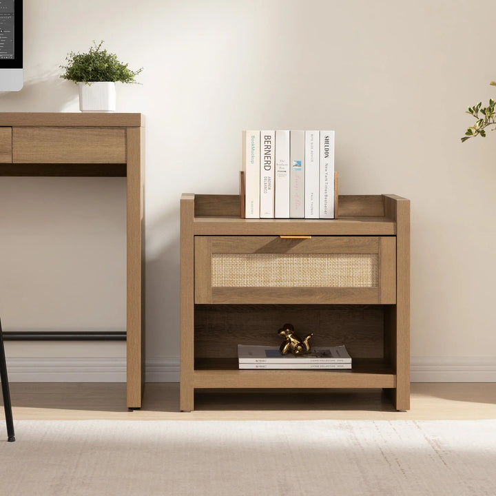 Savanna Rattan Nightstand with Drawer, Set of 2