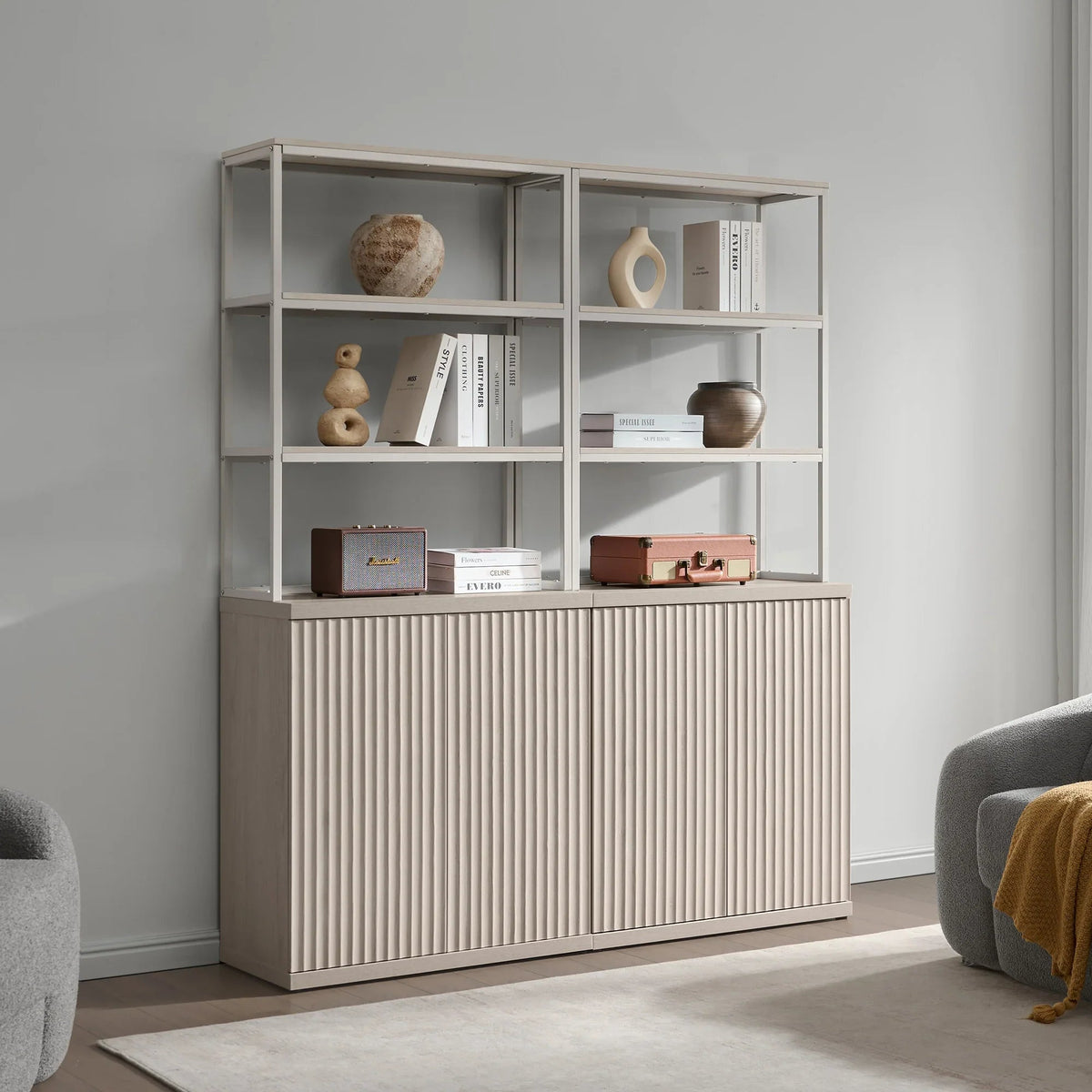 Stria Book Shelf with Doors, Set of 2