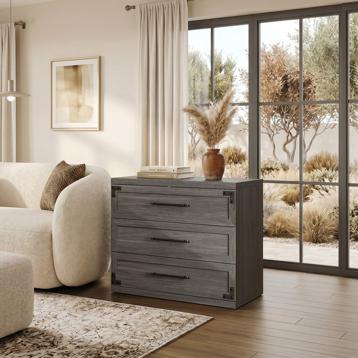Willow 3-Drawers Nightstands Set - 2 Pieces - Oak Brown