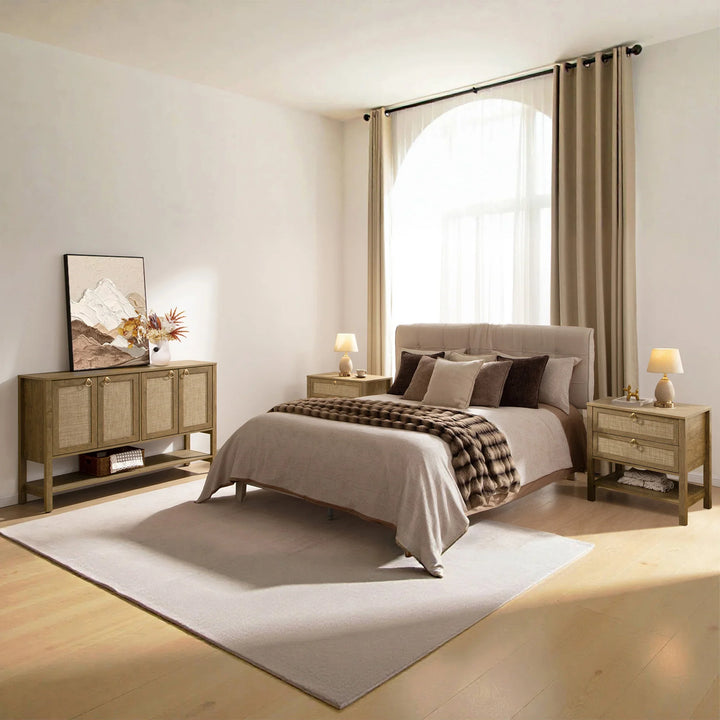 Terra 4 Doors Sideboard and 2 Drawers Nightstands Set