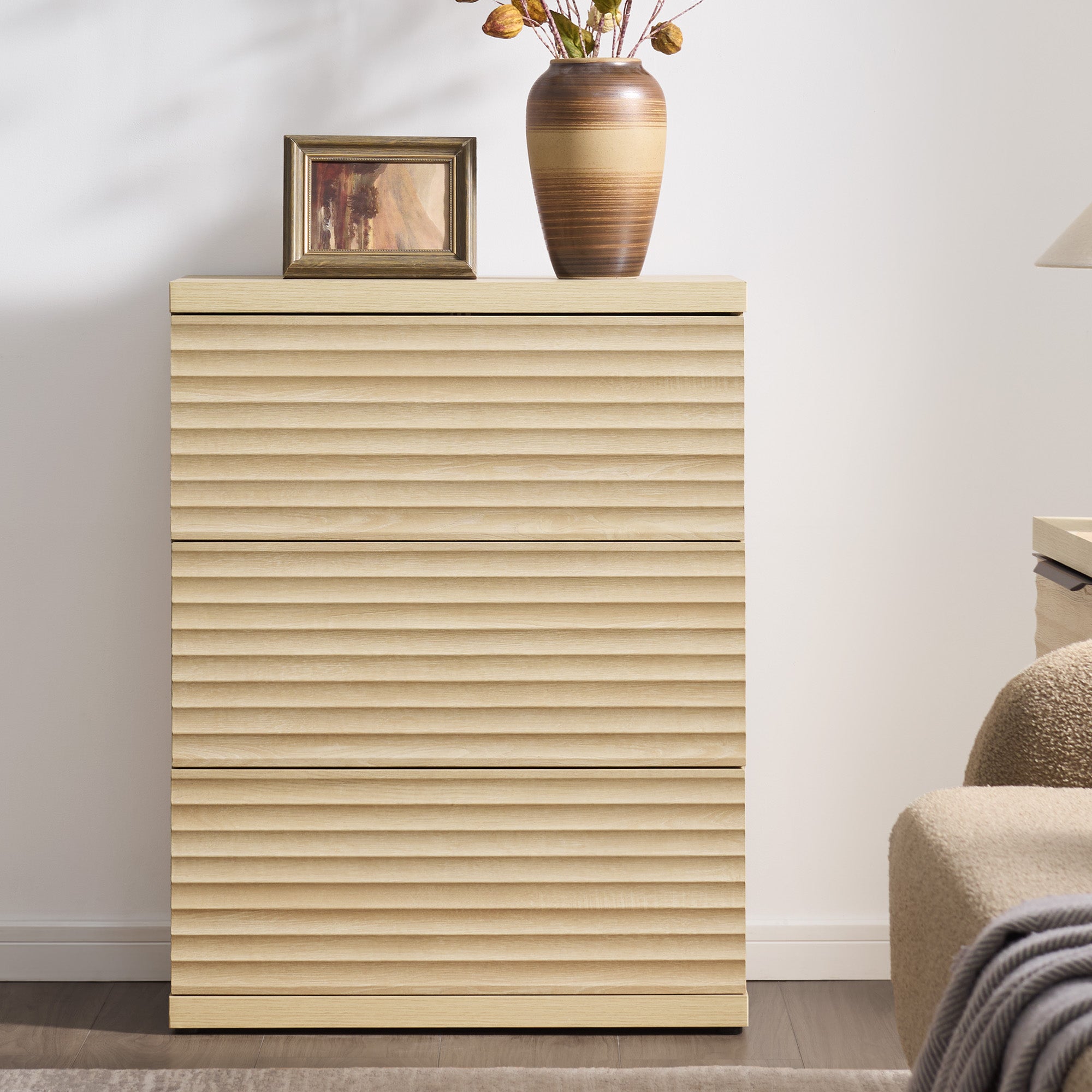 Stria Dresser and Nightstands Set, Large Storage