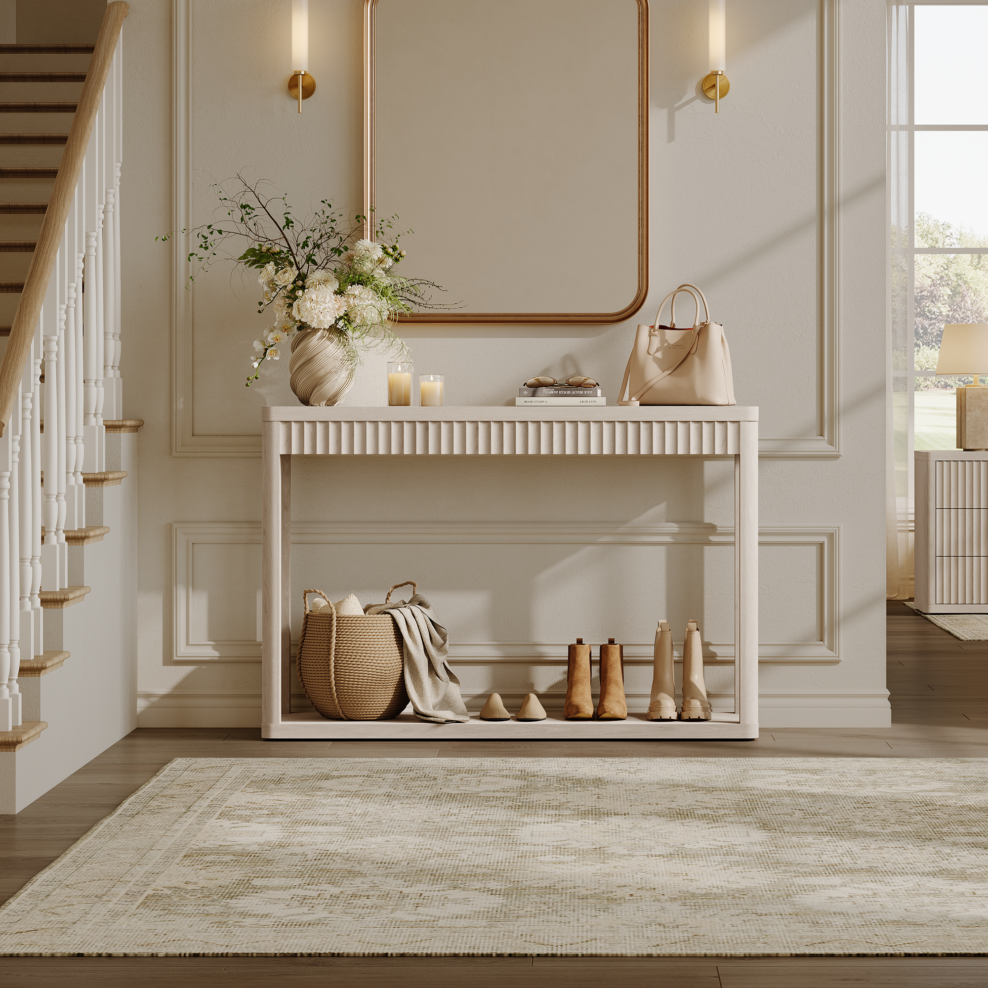 Cas Modern 2-Tier Console Table, Open Storage