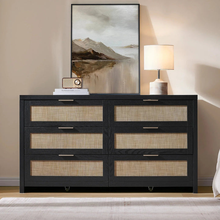 Savanna Boho 6 Drawer Dresser, Bedroom Storage, Set of 2