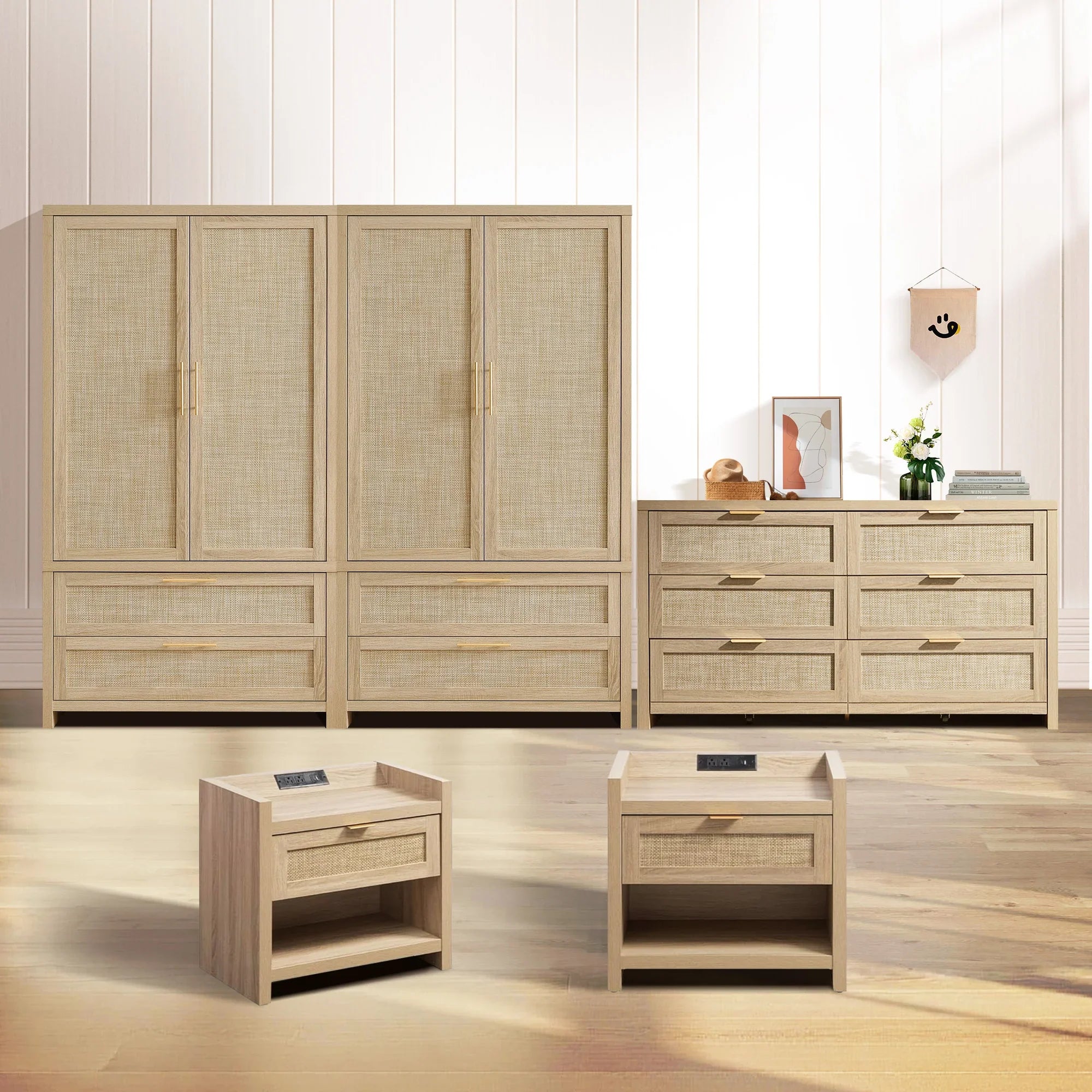 Savanna Dresser, Wardrobe and Night Tables with Charger Set