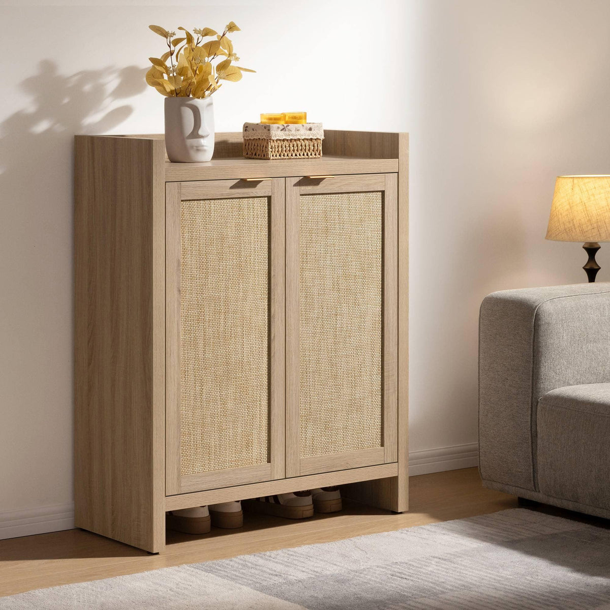 Savanna Rattan Shoe Cabinet, 2 Doors