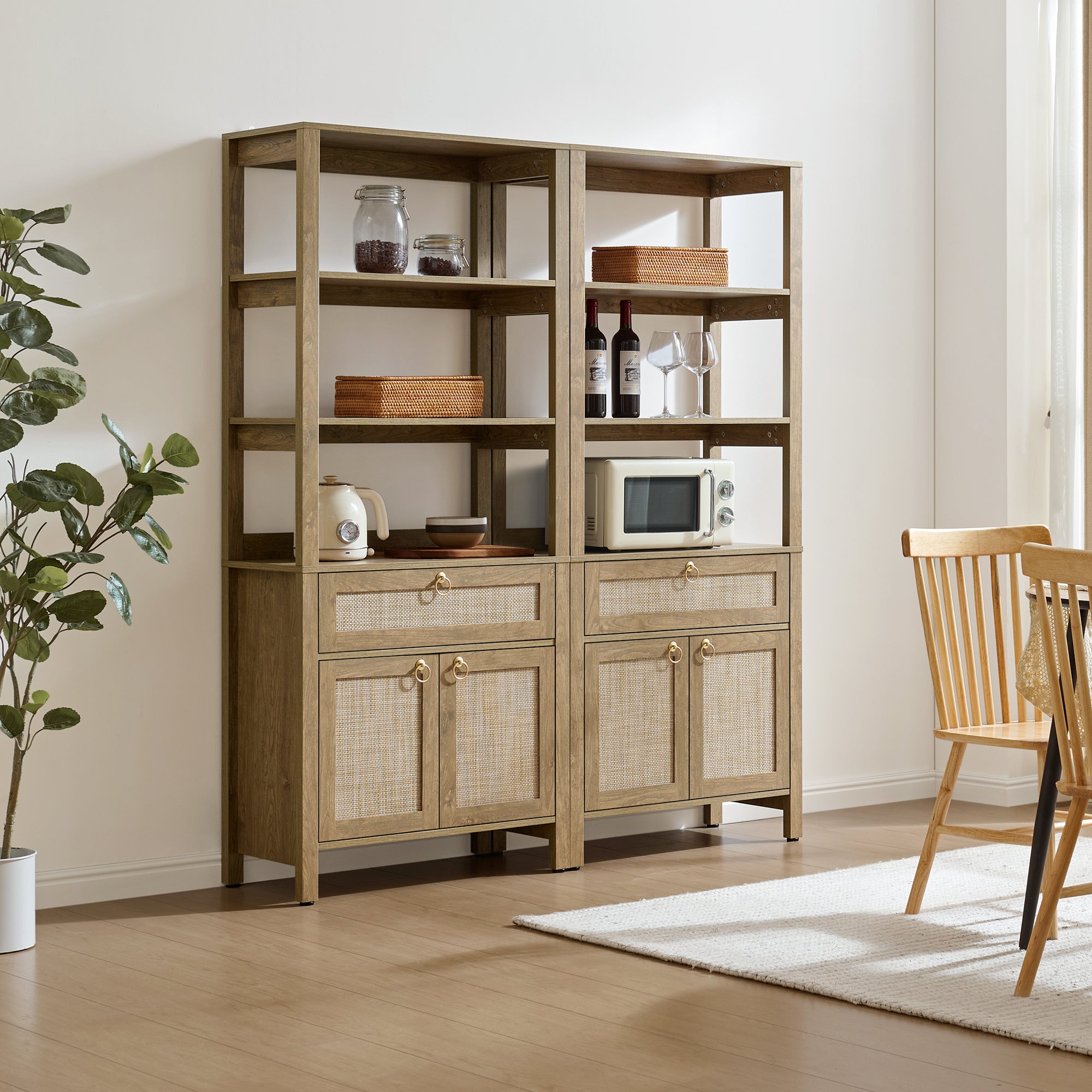 Terra 68.5Inch Bookshelf with Drawers