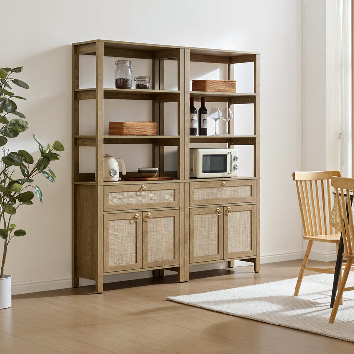 Terra Black Rattan Bookshelf, Set of 3