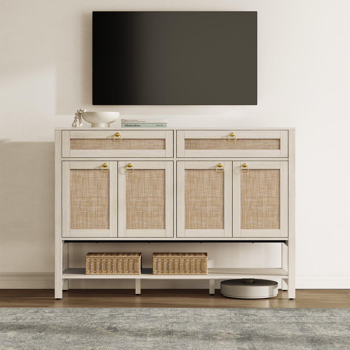 Terra TV Stand with Storage, 55 Inches Wide