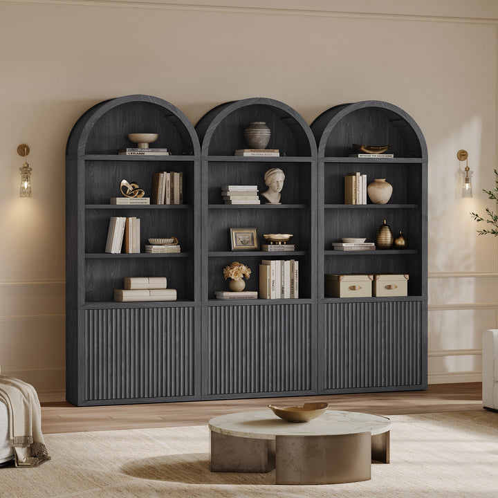 Cas Fluted 2-Door Bookcase, Arched Top