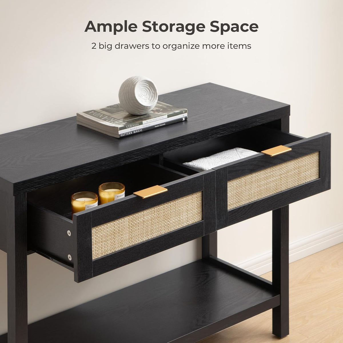 Savanna Black Console Table, Entryway Storage