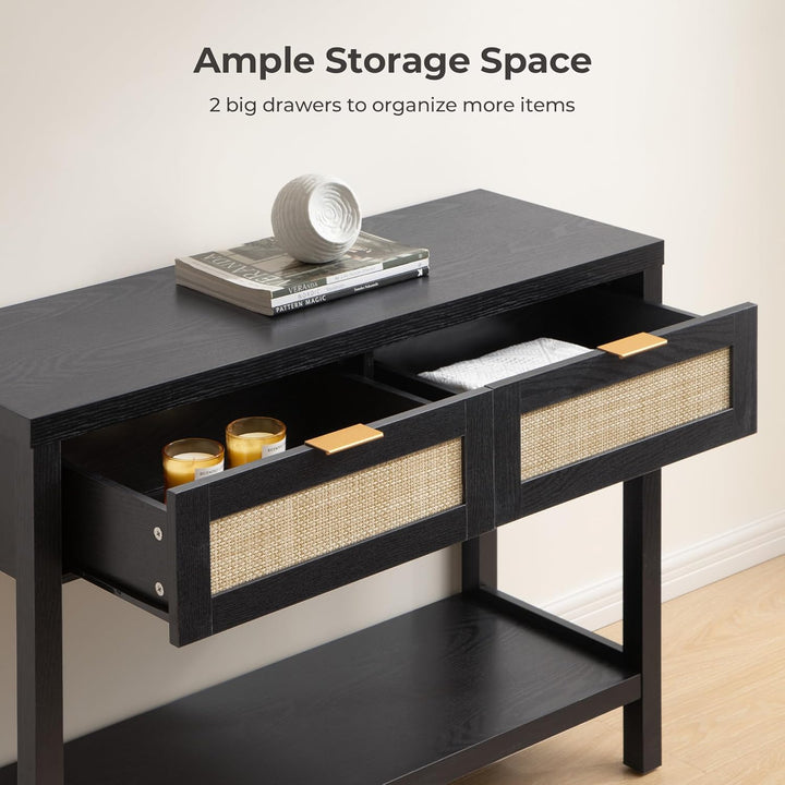 Savanna Black Console Table, Entryway Storage