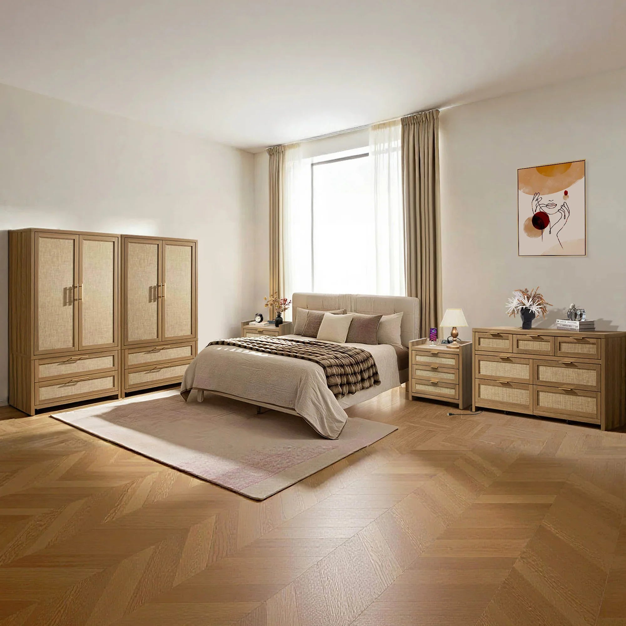 Savanna Dresser, Nightstand and Wardrobe Bedroom Set