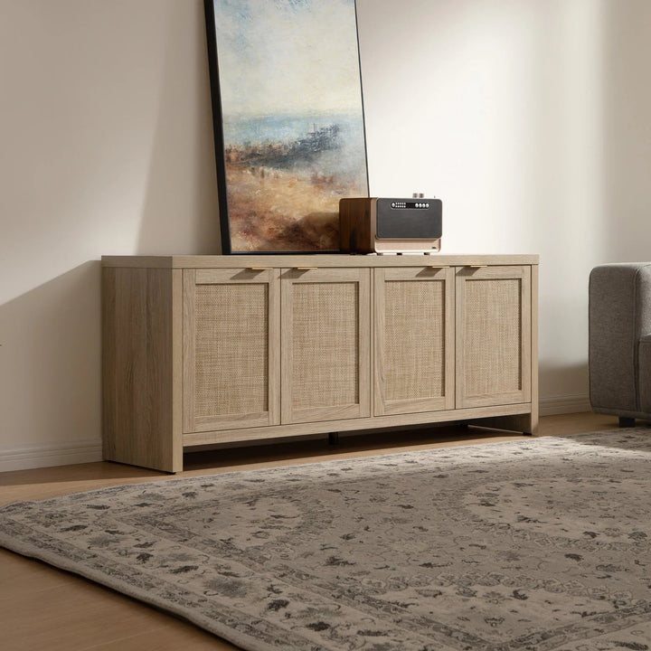 Savanna TV Stand, 4 Doors - 1 Piece - Reclaimed Caramel Oak