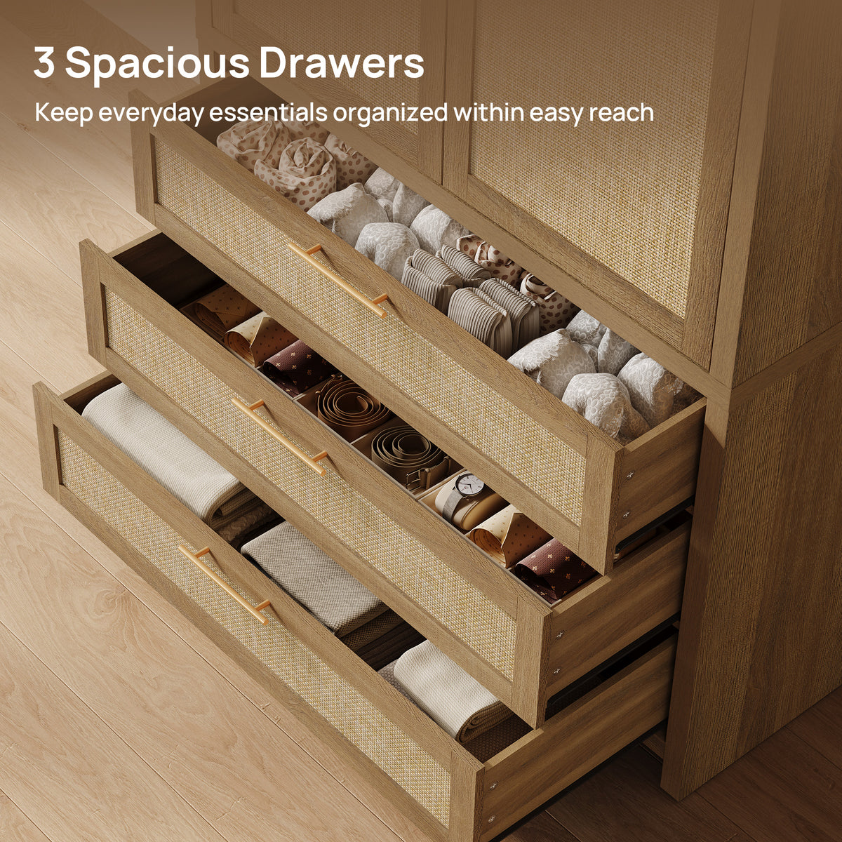 Savanna Boho Wardrobe, Large Storage, Set of 3