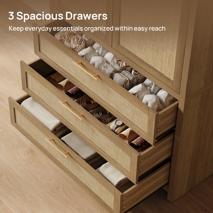 Savanna Boho Wardrobe, Large Storage, Set of 3