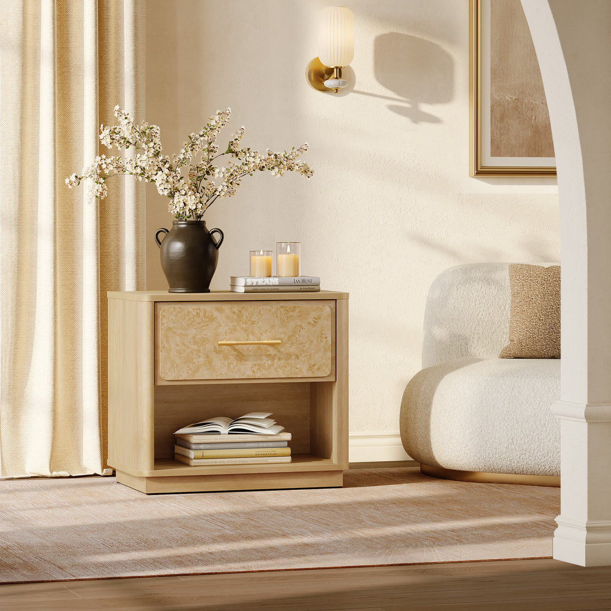 Burluxe 24.8'' Wide Night Table with Storage