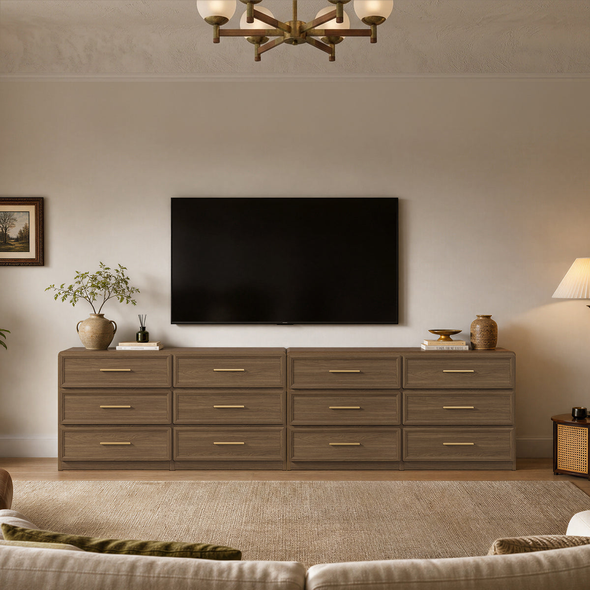 Crescent 64'' Wide Dresser with 6-Drawer, Set of 2