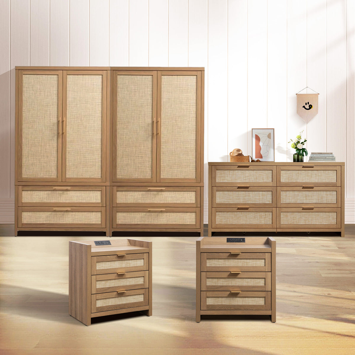 Savanna Boho Dresser, Nightstand and Wardrobe Bedroom Sets WM