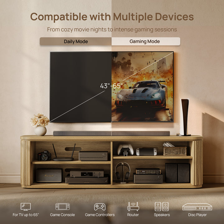 Ripple TV Stand for TV up to 65Inch, 4 Doors