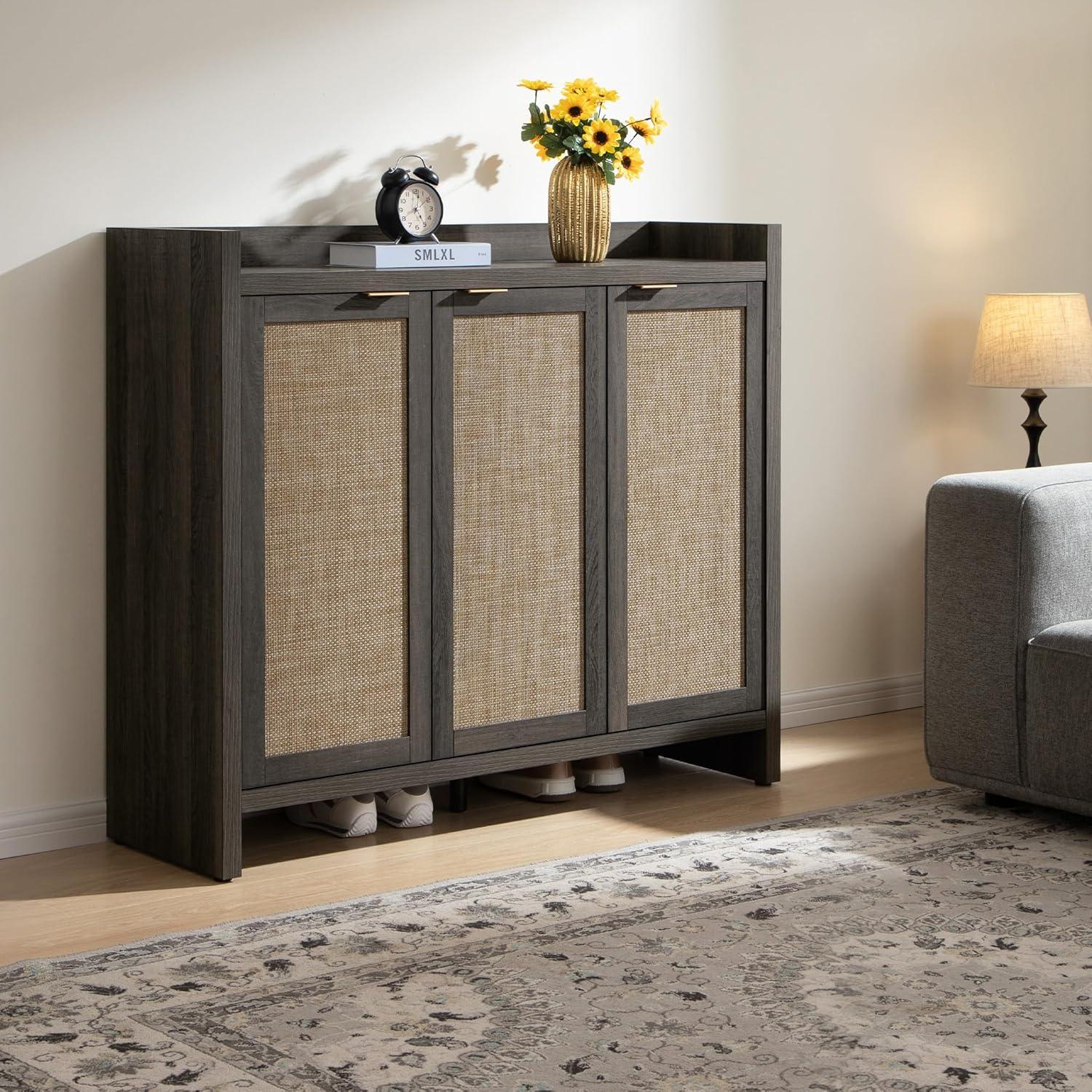 Savanna Black Shoe Cabinet, 30 Pairs Shoes