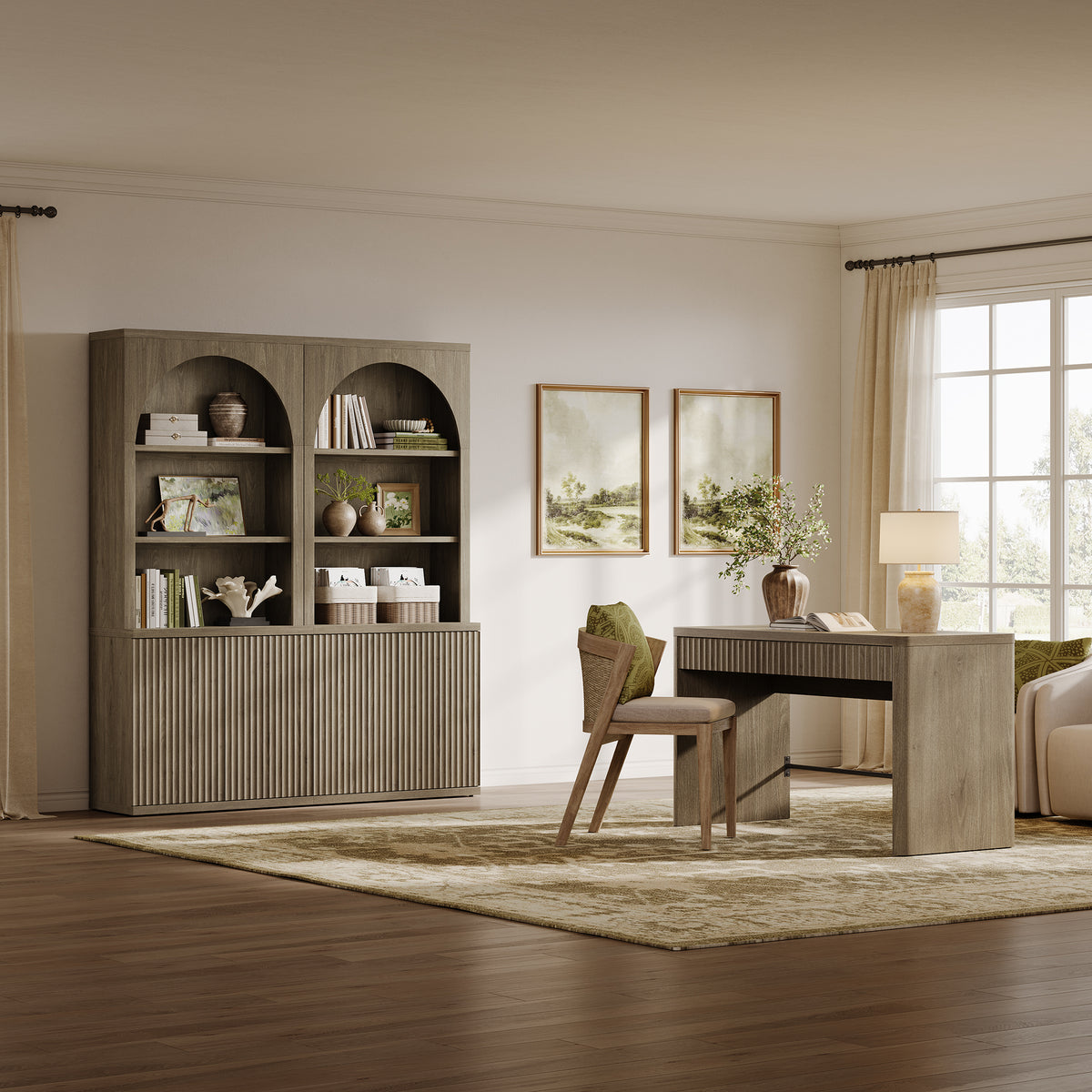 Stria Modern 2-Door Arched Storage Bookcase