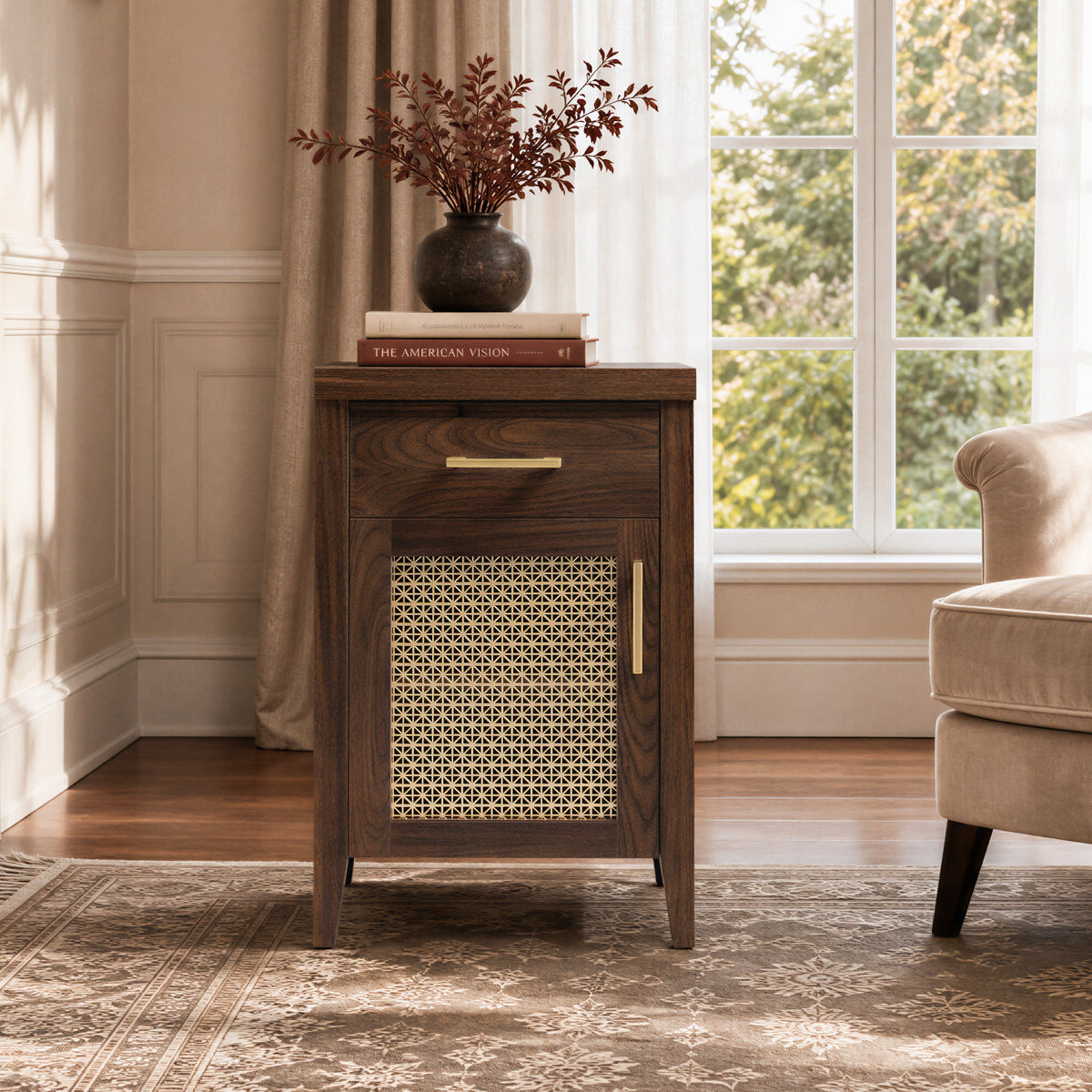 Andy Vintage Nightstand with Storage