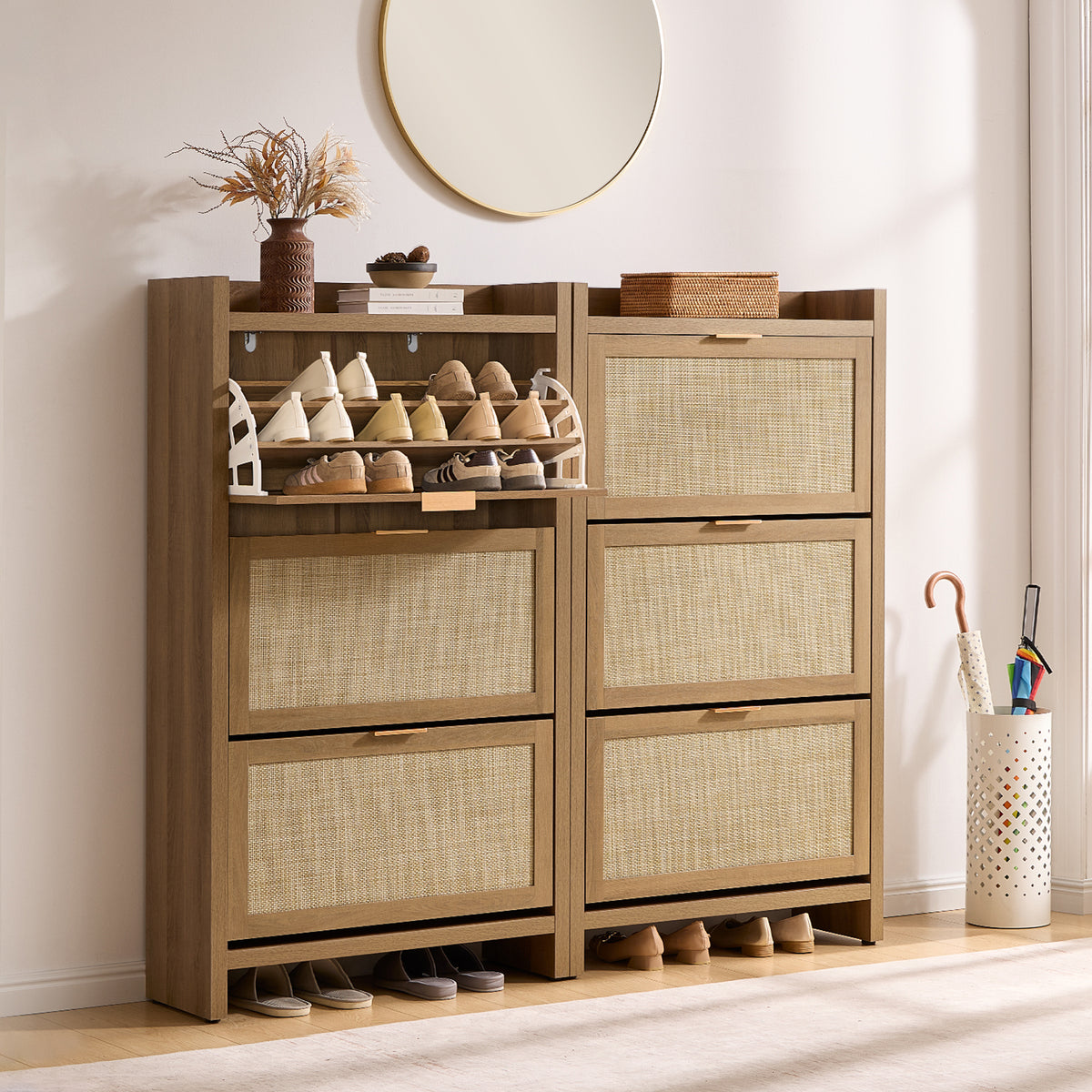 Savanna Flip Door Shoe Cabinet, 30 Pairs Shoes