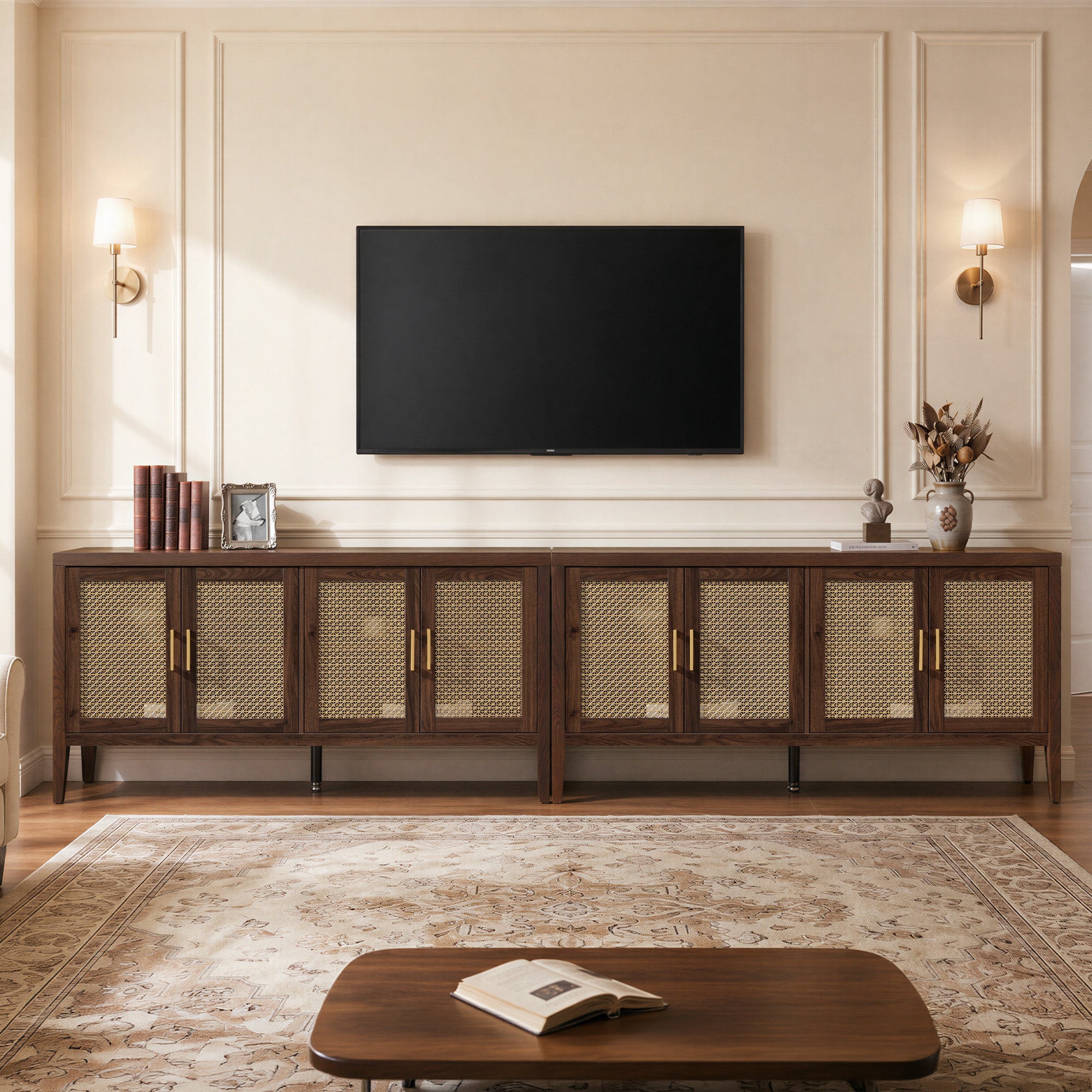 Andy TV Stand with 4 Doors - 1 Piece - Espresso Brown