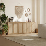 Zura 2-Door Buffet Cabinet, Large Storage - Amber Oak - 3 Pieces