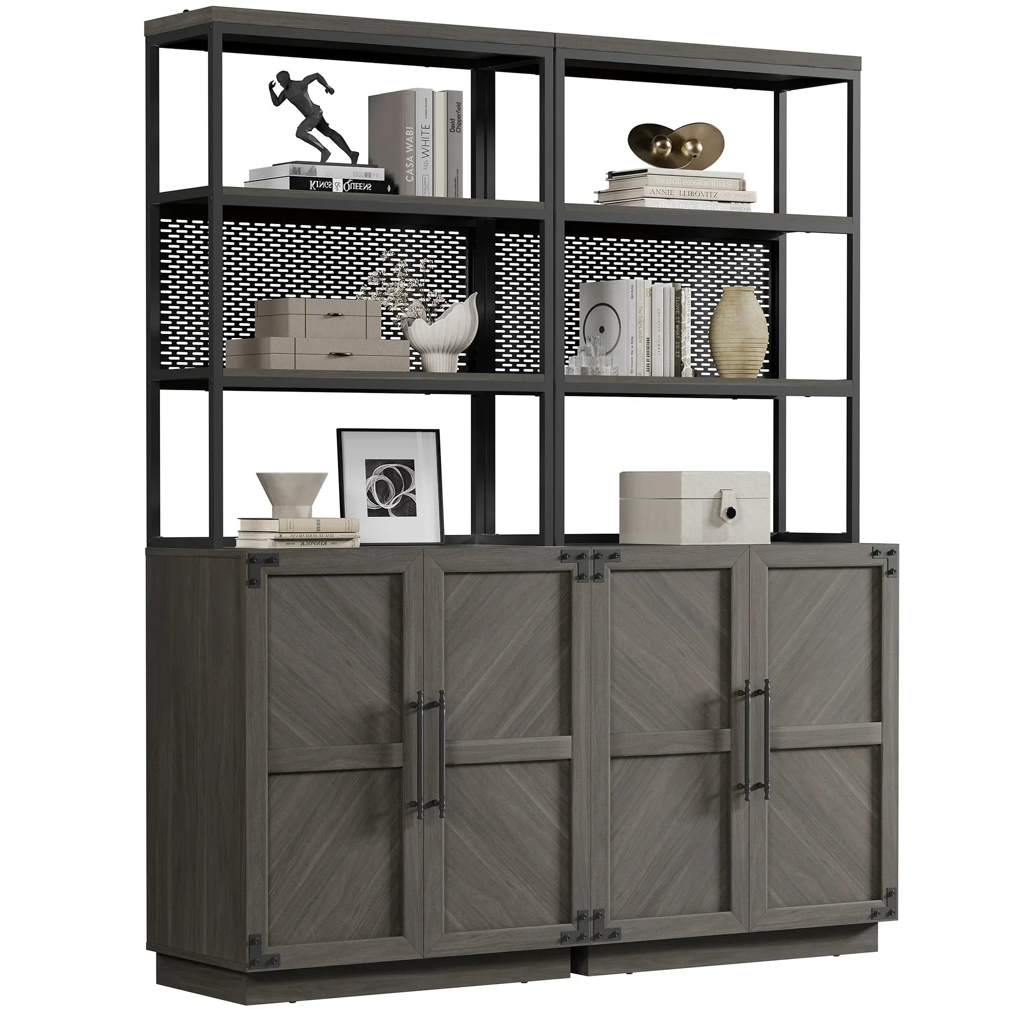 Willow 2 Doors Bookshelf, 75.3 Inch Tall