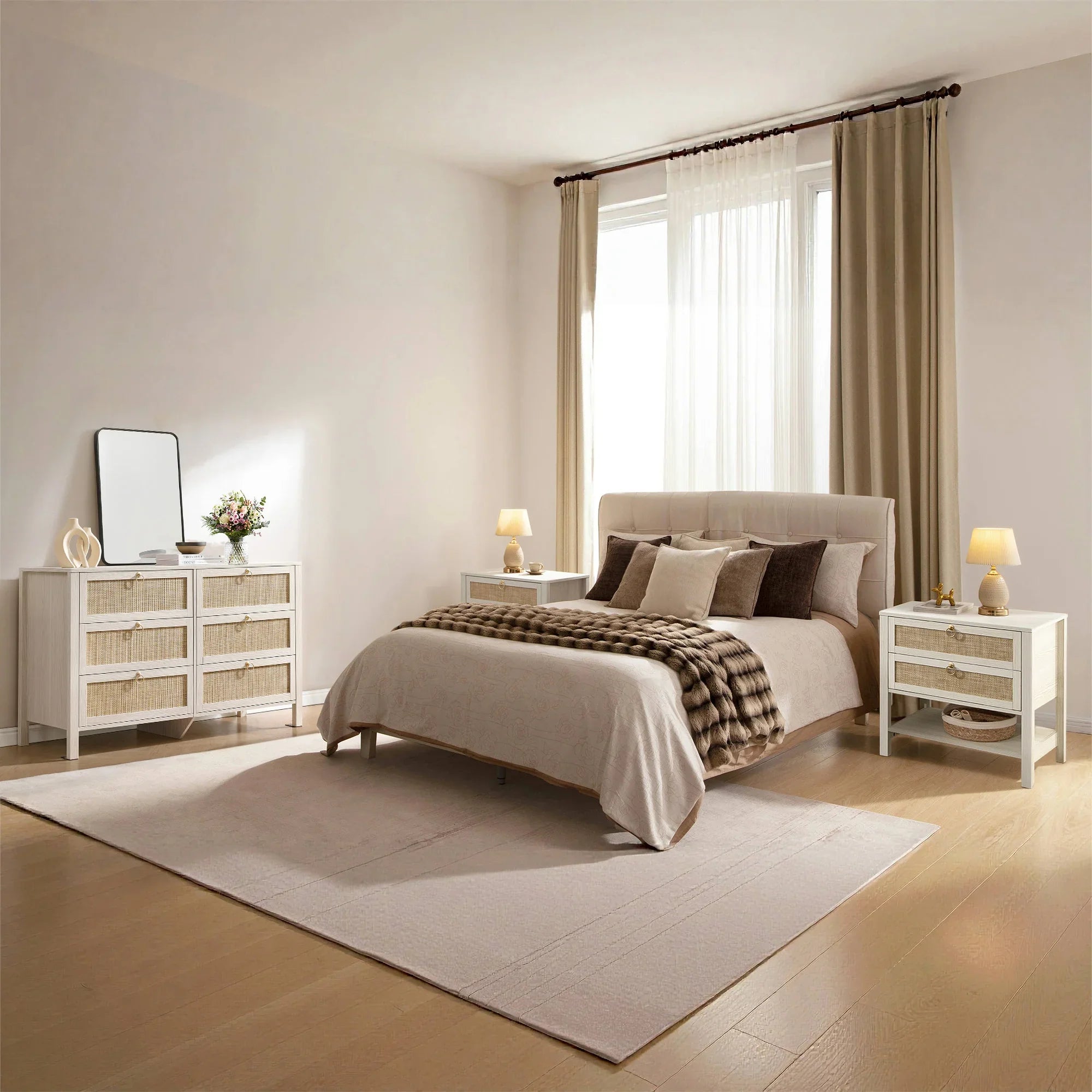 Terra 6 Drawers Dresser And 2 Drawers Nightstands Sets