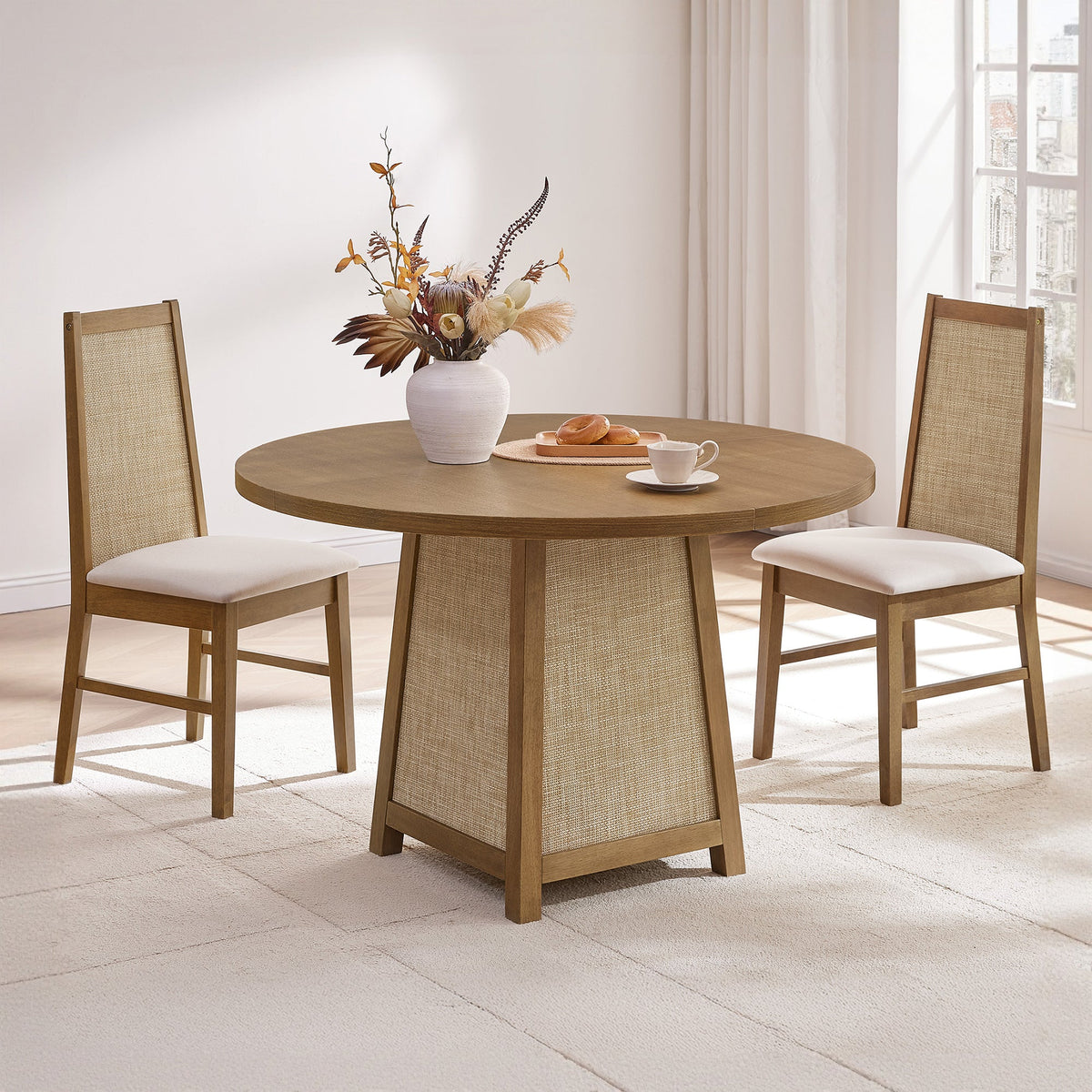 Savanna Upholstered Dining Chair, Solid Wood Frame, Set of 4
