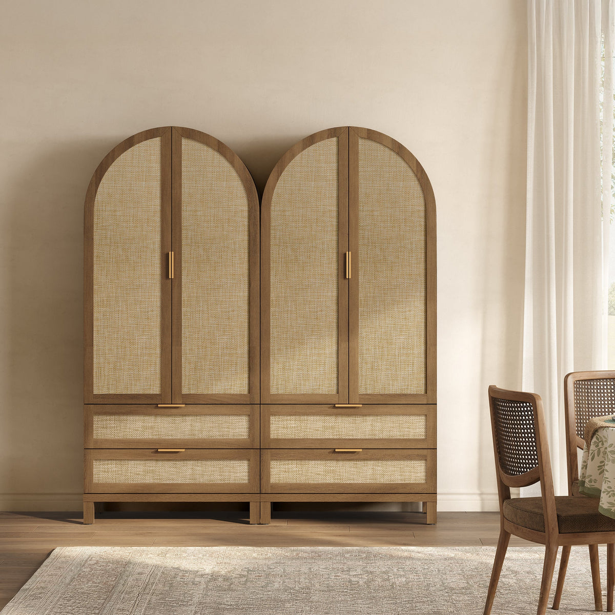 Savanna Arched Pantry Cabinet with Storage, Set of 2